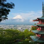 Mount Fuji and traditional Japanese pagoda
