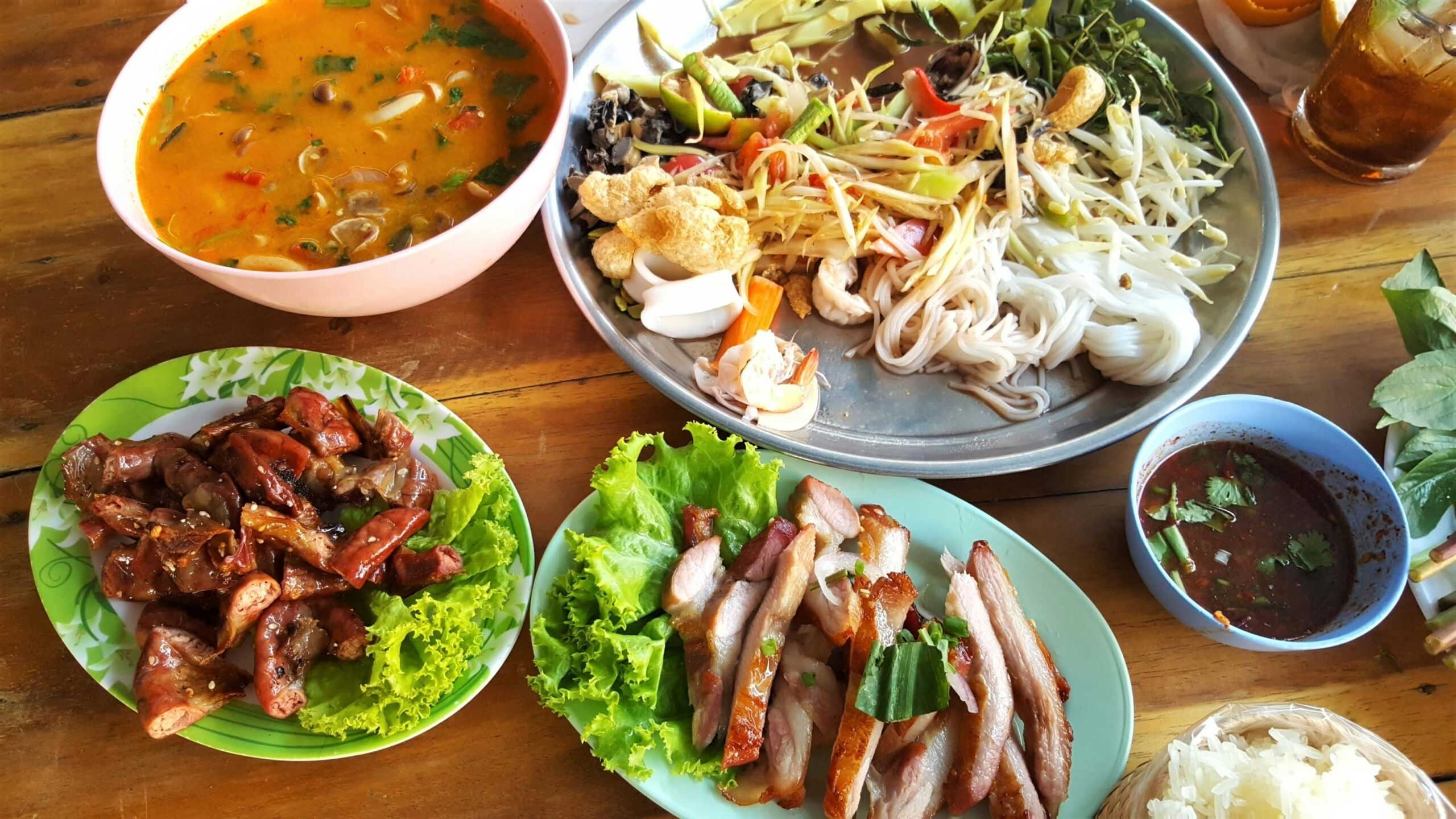 “Traditional Thai food including Pad Thai, Tom Yum and local dishes”